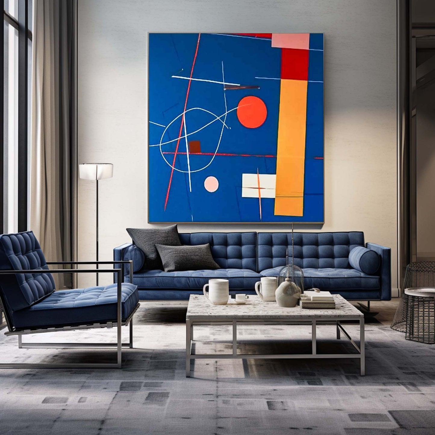 Cosmic Chart - Square Painting Abstract Geometric Canvas