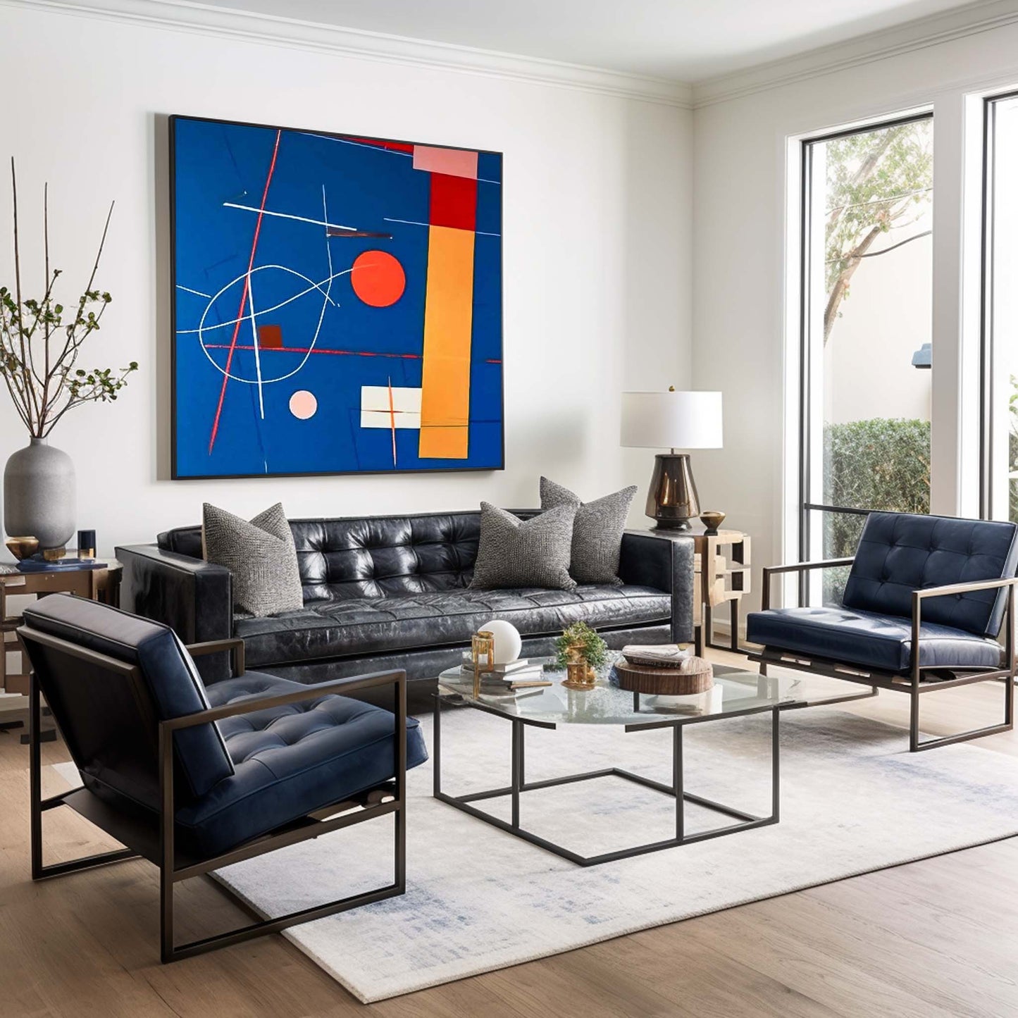 Cosmic Chart - Square Painting Abstract Geometric Canvas