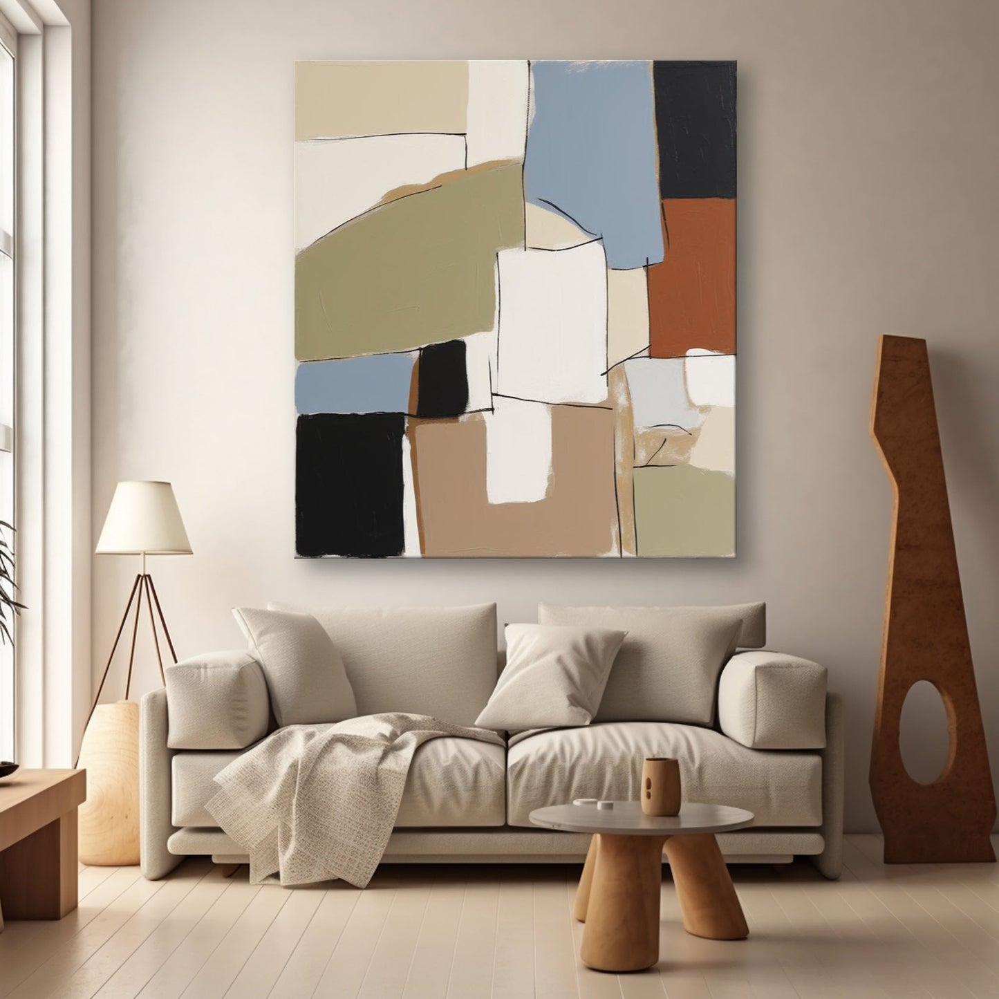 City Blocks - Modern Minimal Blue and Brown Art with Earth Tones