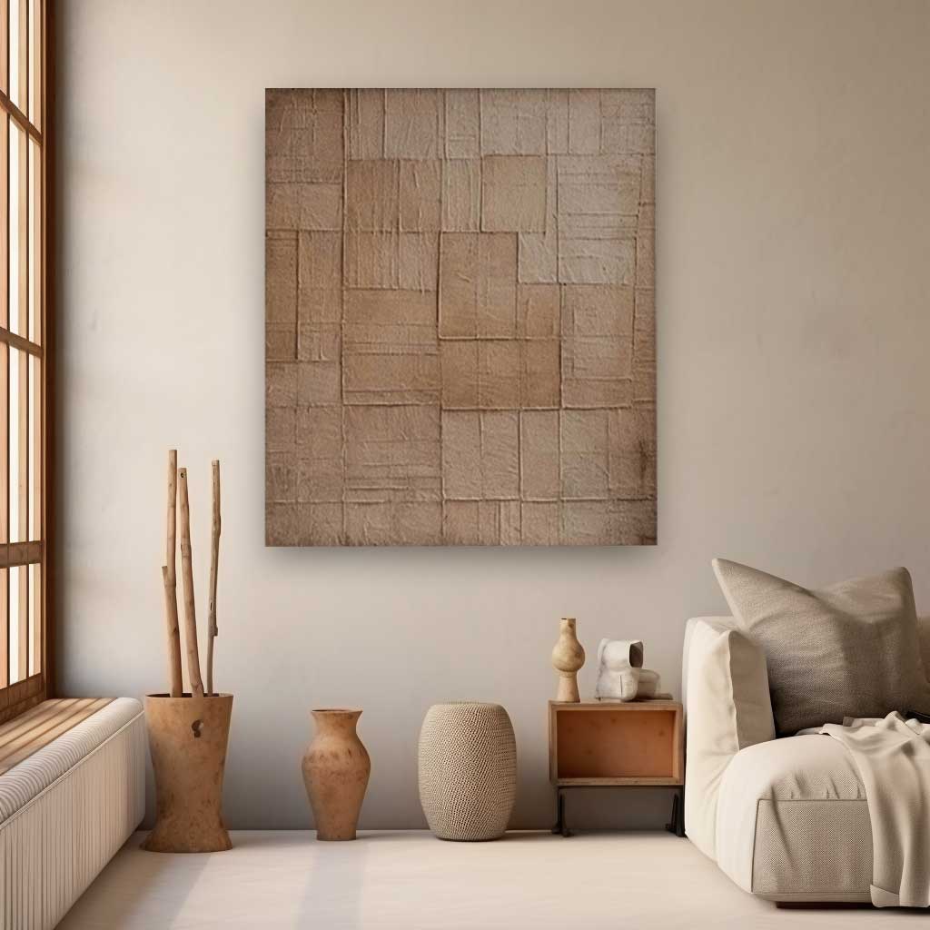 Woven Earth - Brown Minimalist Rustic Wall Art with Texture