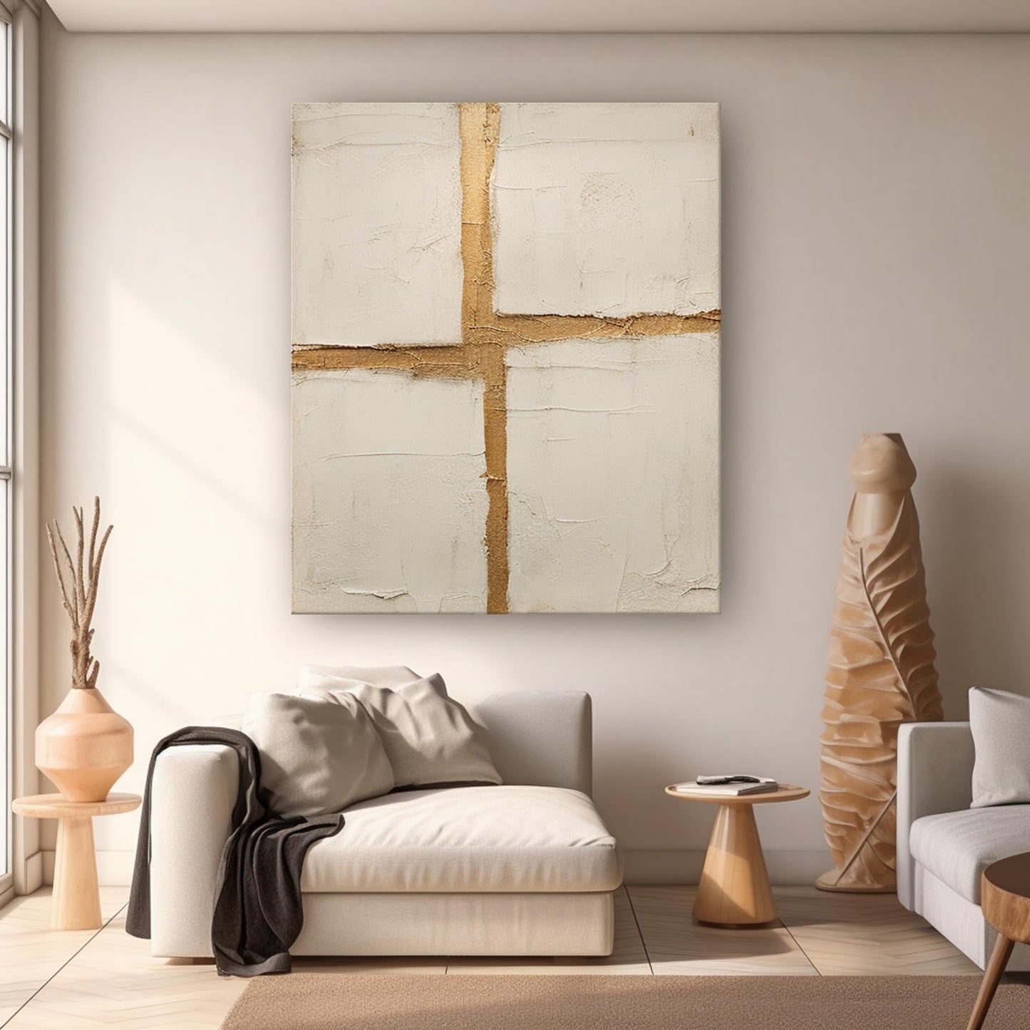 Ancient Pillar - Minimalist Textured Art Wabi Sabi Canvas