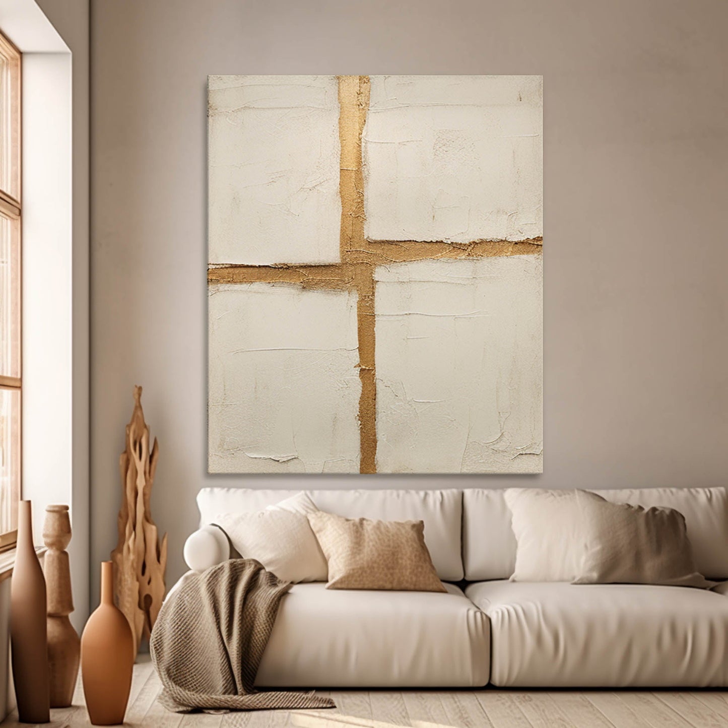 Ancient Pillar - Minimalist Textured Art Wabi Sabi Canvas