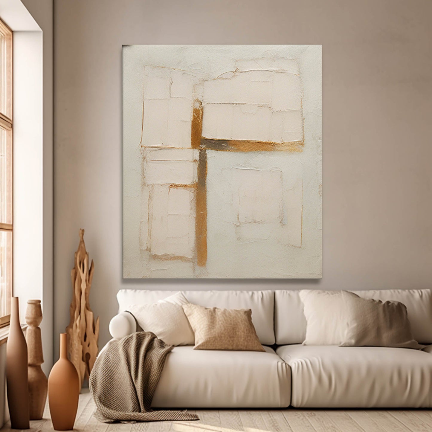 Sacred Cross - Wabi Sabi Art Minimalist Textured Canvas