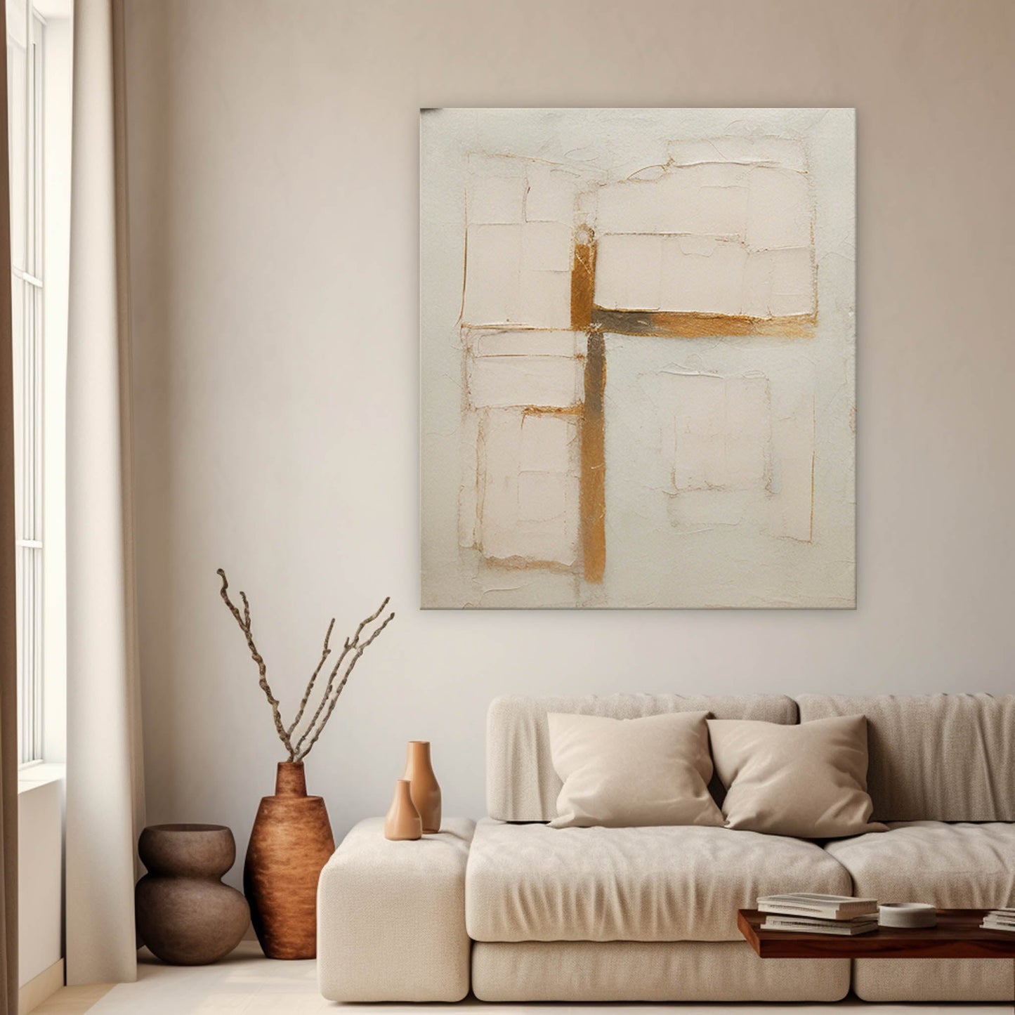 Sacred Cross - Wabi Sabi Art Minimalist Textured Canvas