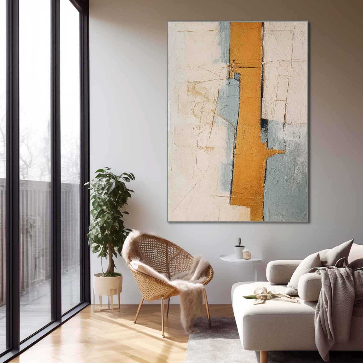 Ancient Pillar - Plaster Wall Art Wabi Sabi Textured Canvas