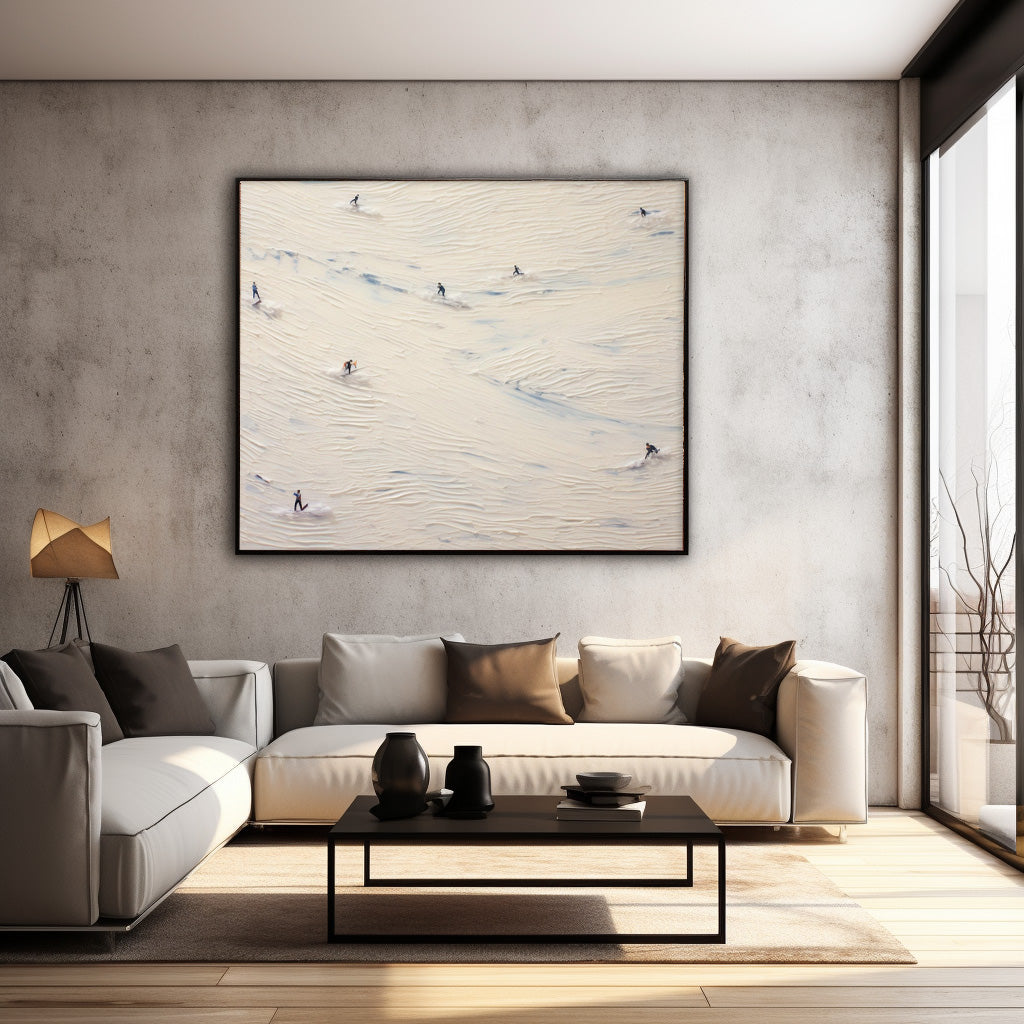First Tracks - Panoramic Skiing Art and Textured Mountain Painting