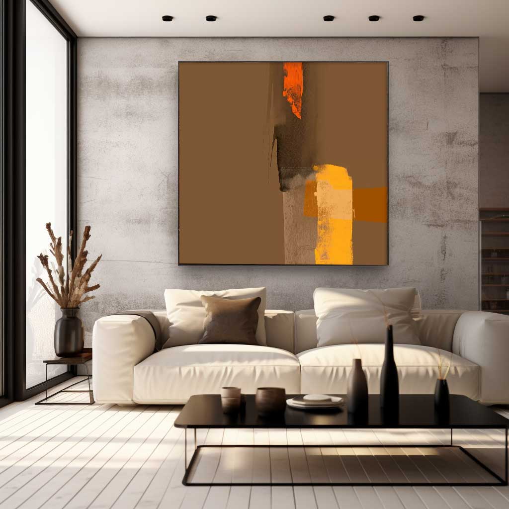 Ember - Dark Brown Textured Wall Art with Burnt Orange Accents