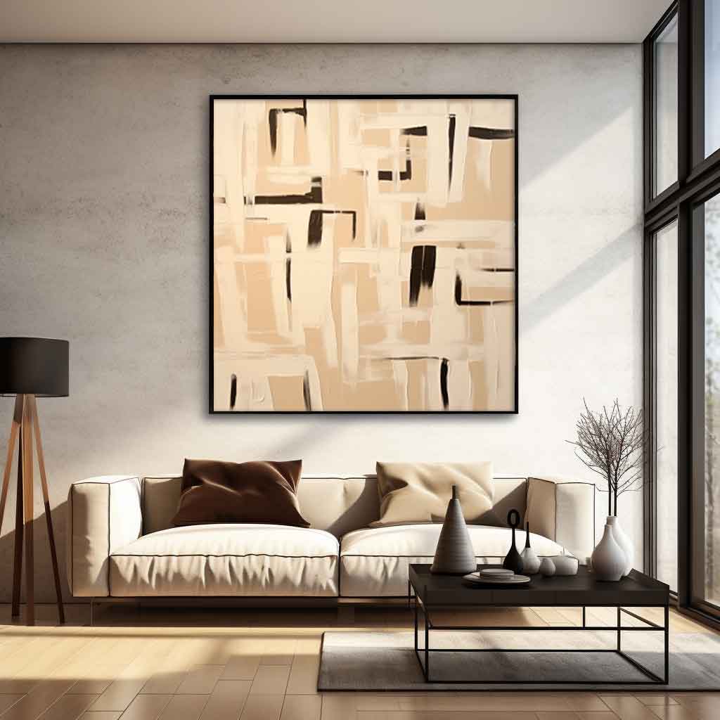 Labyrinth - Textured Minimalist Black and White Painting