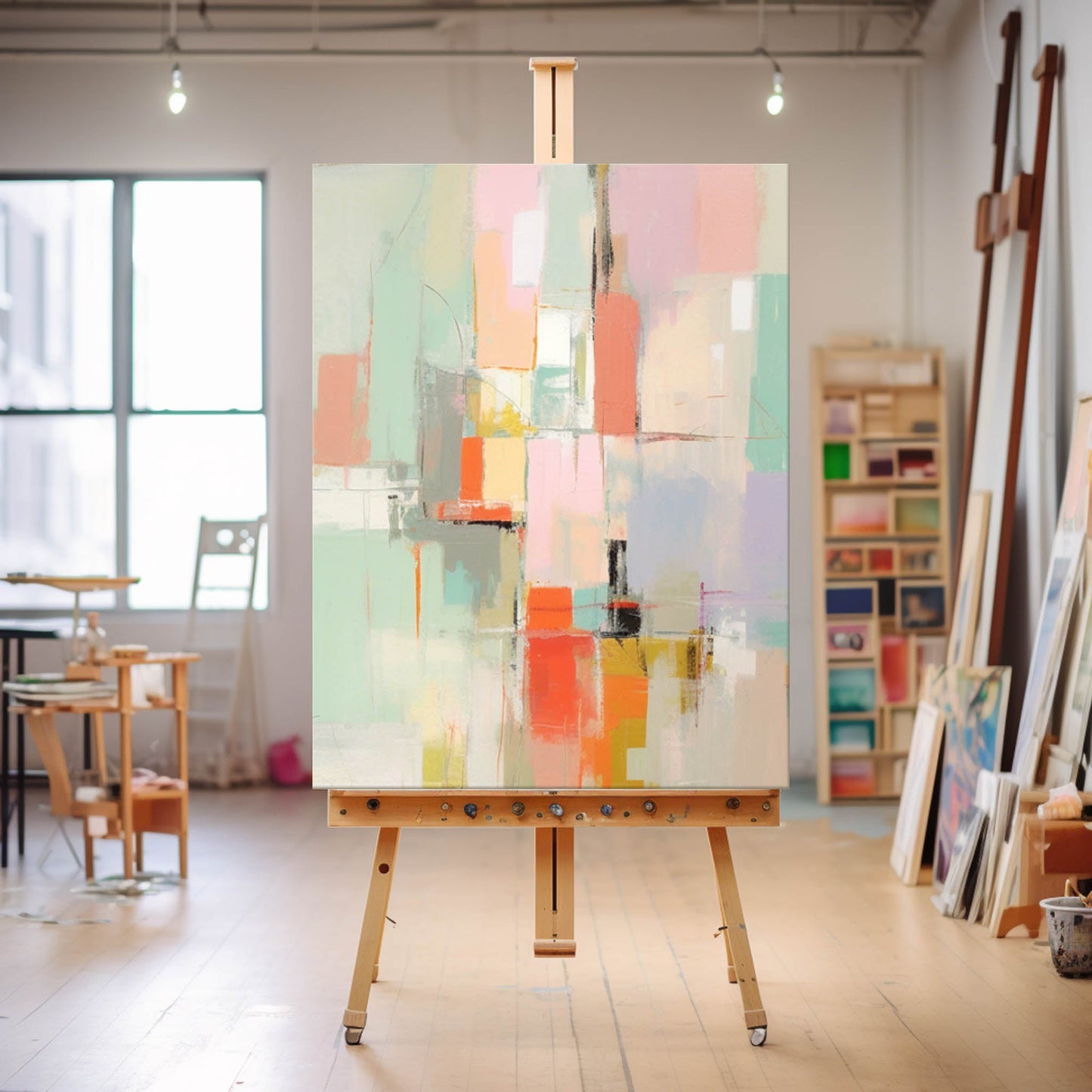Pastel City - Abstract Cityscape Painting Soft Modern Canvas
