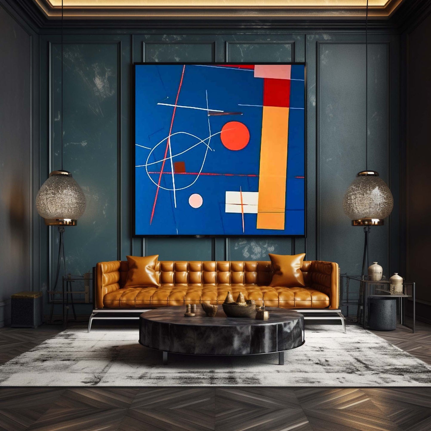 Cosmic Chart - Square Painting Abstract Geometric Canvas