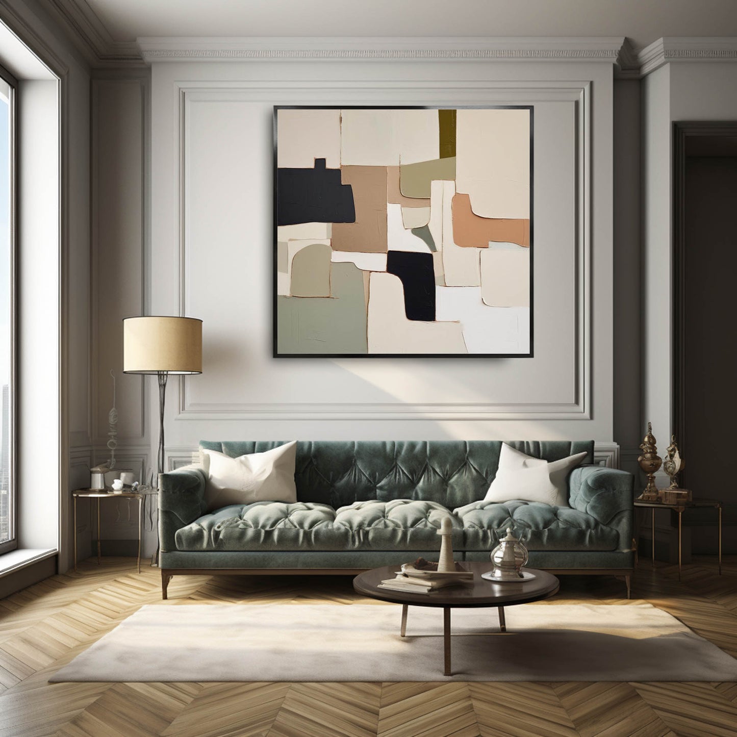 Terra Mosaic - Modern Minimal Earthy Wall Art with Black Accents