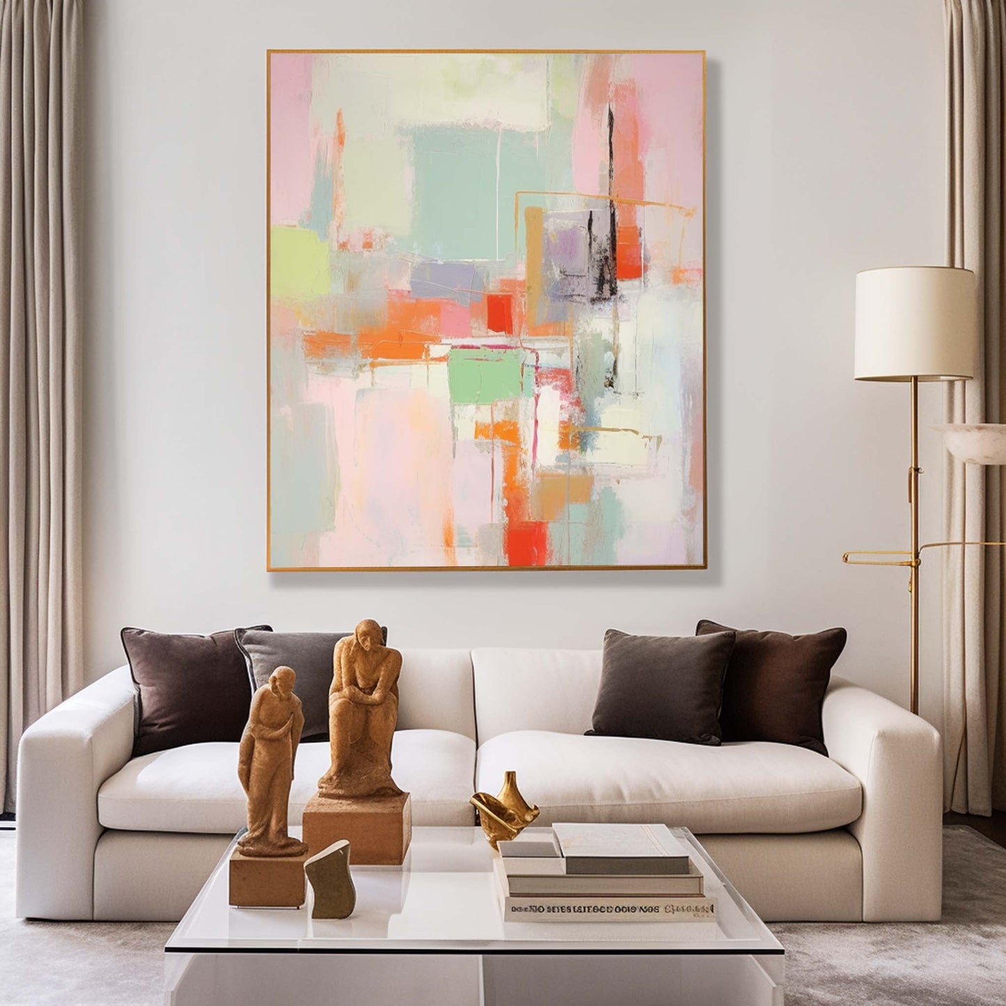 Pastel Cityscape - Geometric Wall Art Soft Abstract Painting