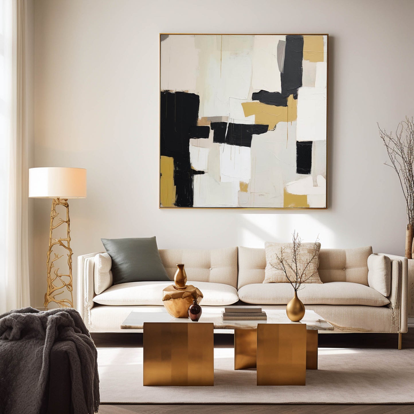 Structure in Ochre - Contemporary Textured Yellow Abstract Painting