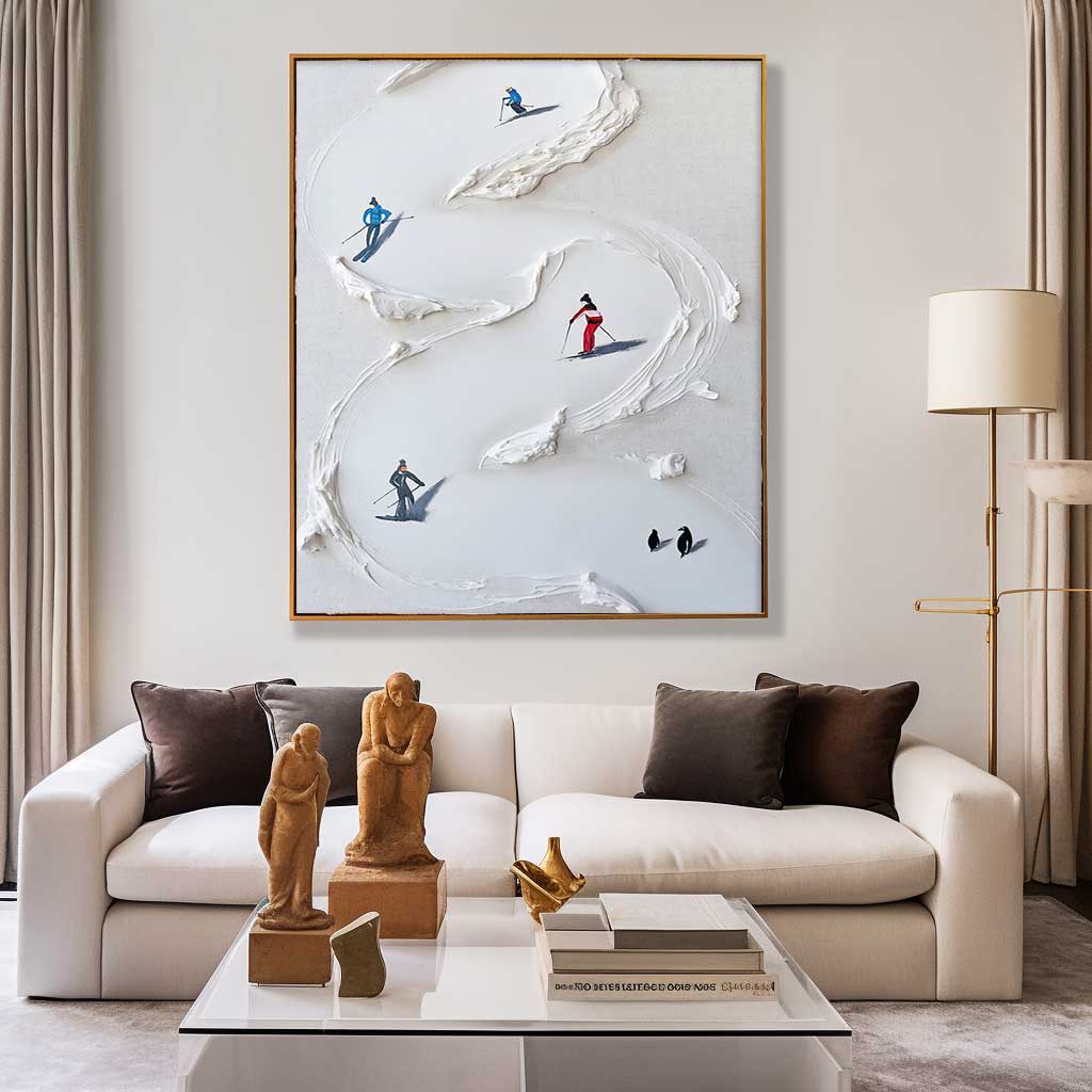Downhill Fun - 3D Textured Ski Painting and Modern Ski Art