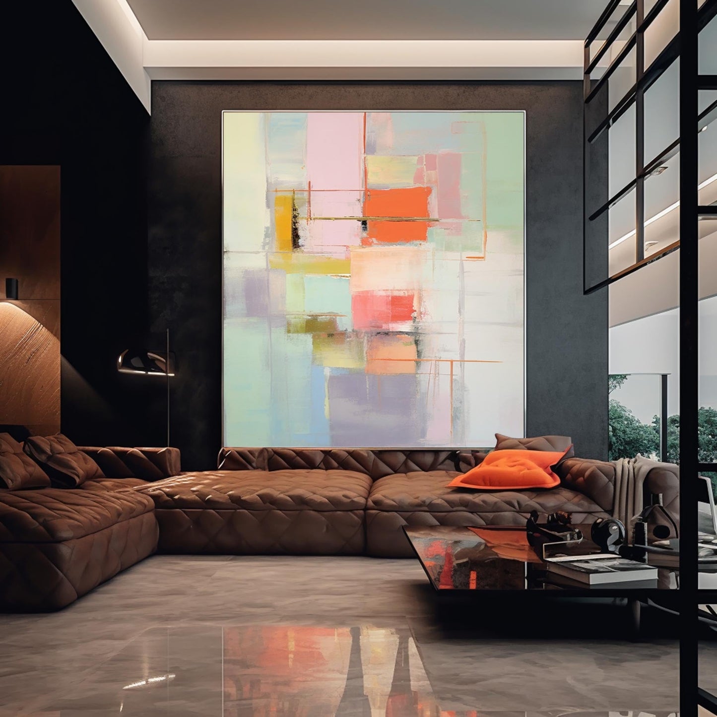 Serene Vista - Tranquil Artwork with Soft Pastel and Green Hues