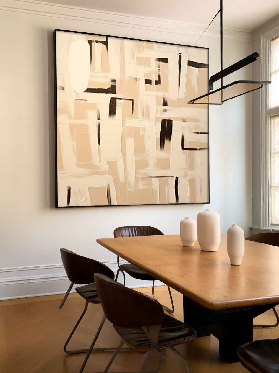 Labyrinth - Textured Minimalist Black and White Painting