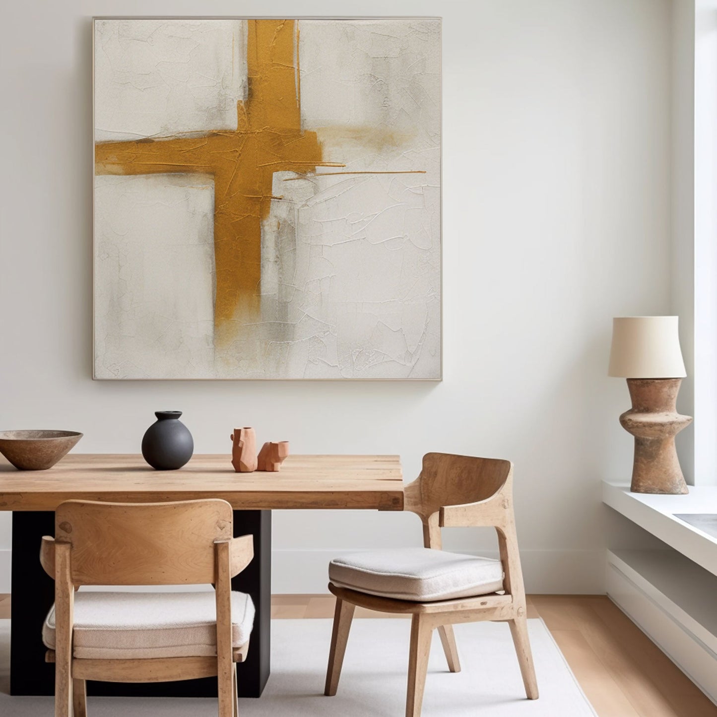 Golden Cross - Christian Wall Art Minimalist Textured Painting