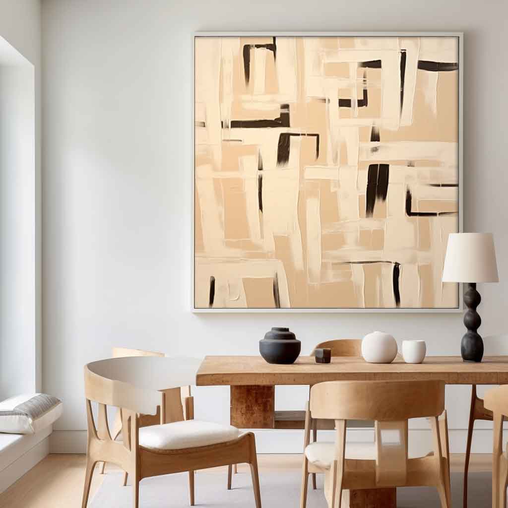 Labyrinth - Textured Minimalist Black and White Painting