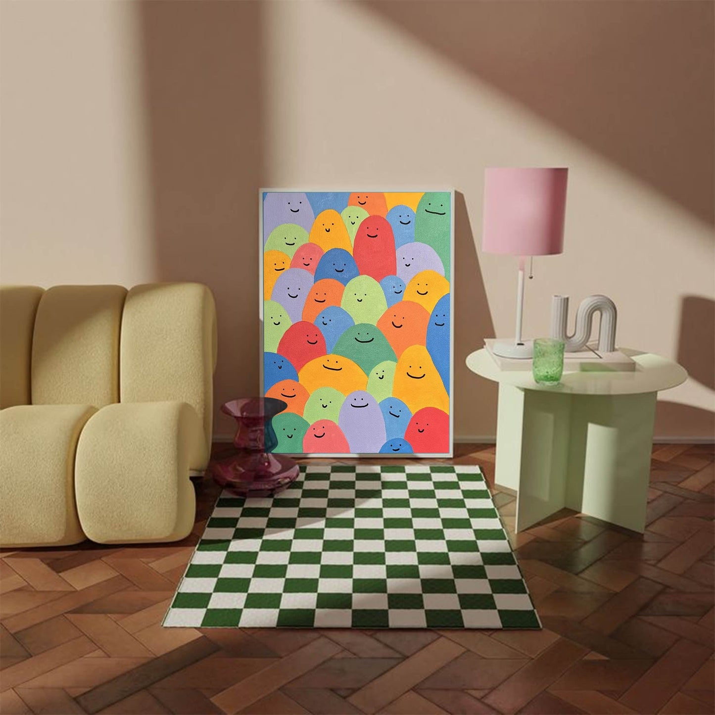 Happy Crowd - Colorful and Fun Cute Wall Art Canvas for Kids Room