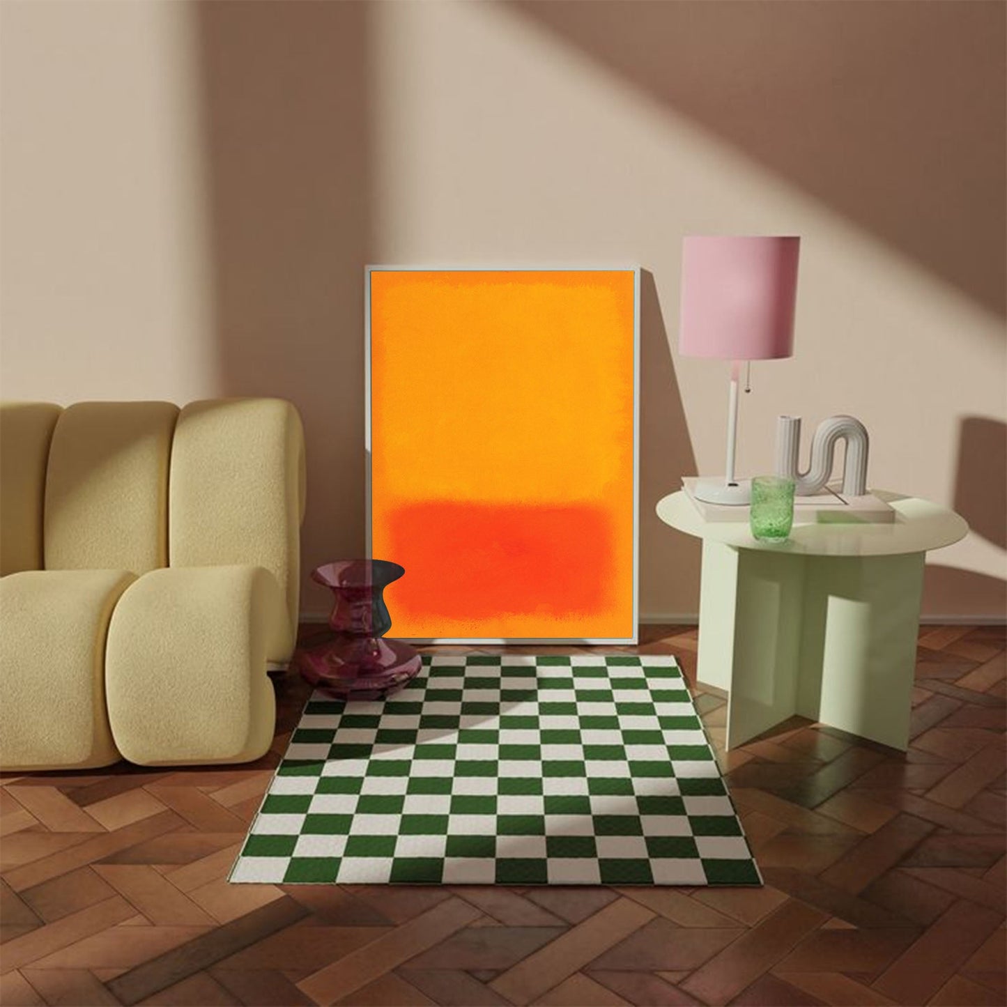 Luminous Field - Yellow Abstract Painting Modern Red & Orange Canvas