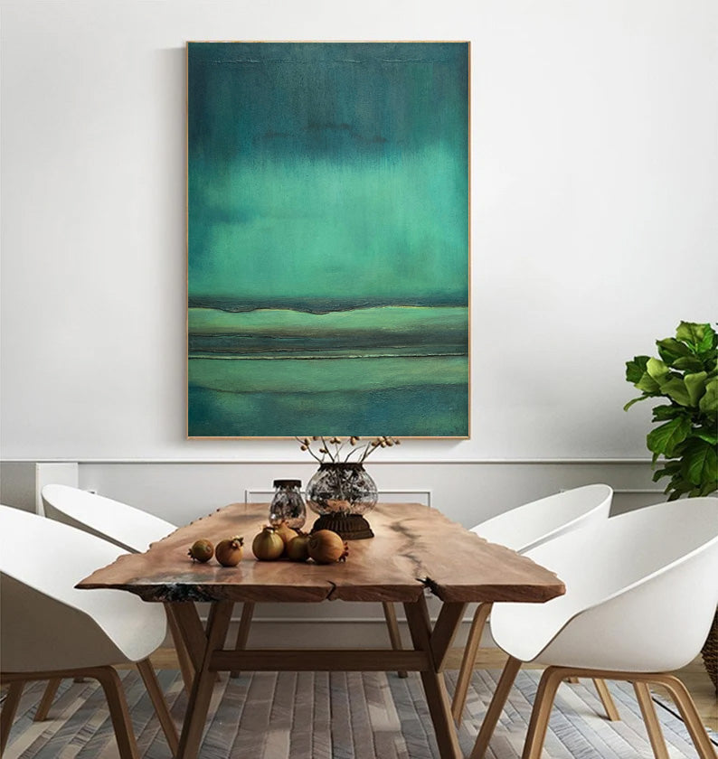 Horizon Depths - Moody Teal Deep Ocean Painting