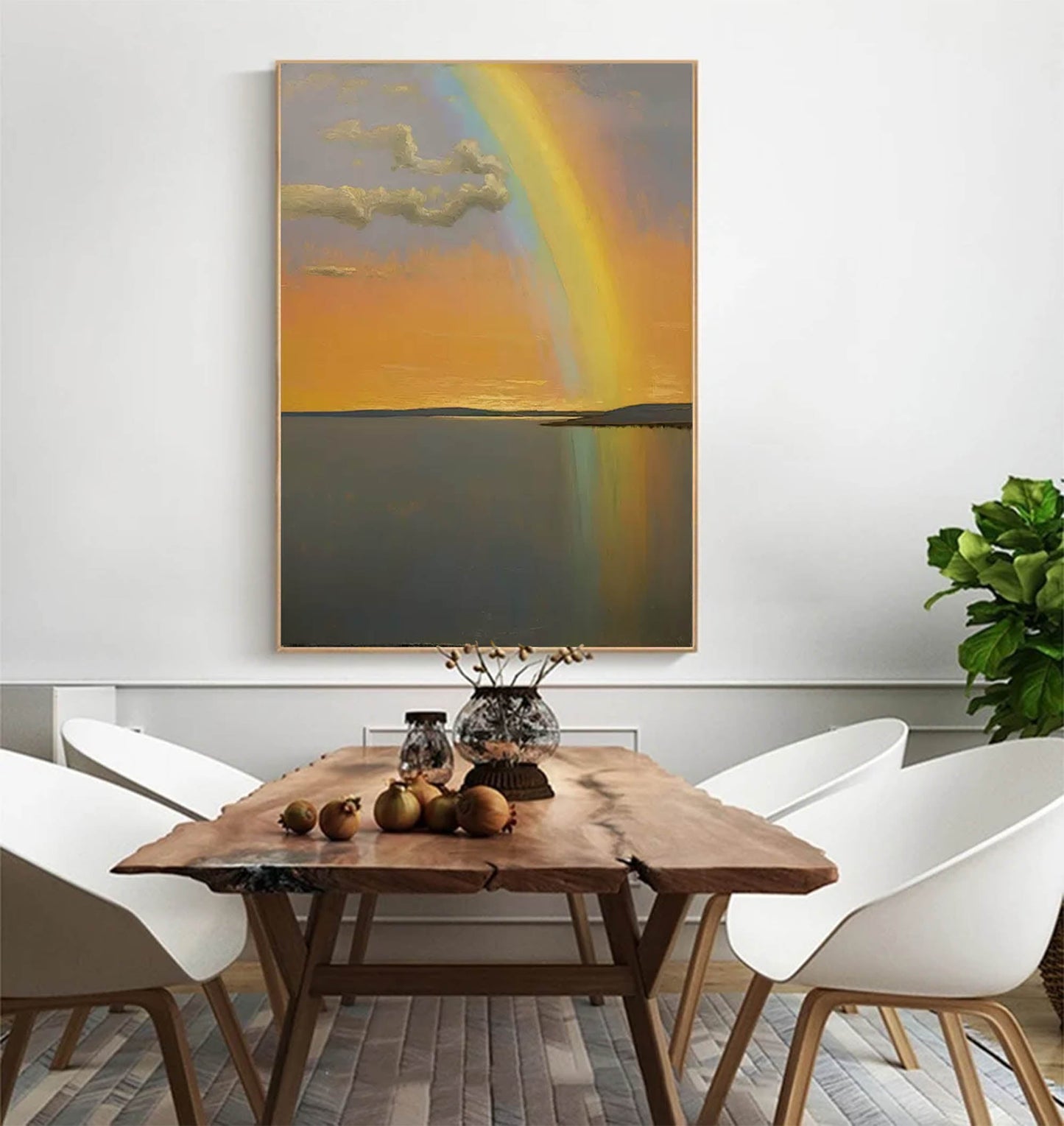 Hope on the Horizon - Serene Sunset Rainbow Wall Art