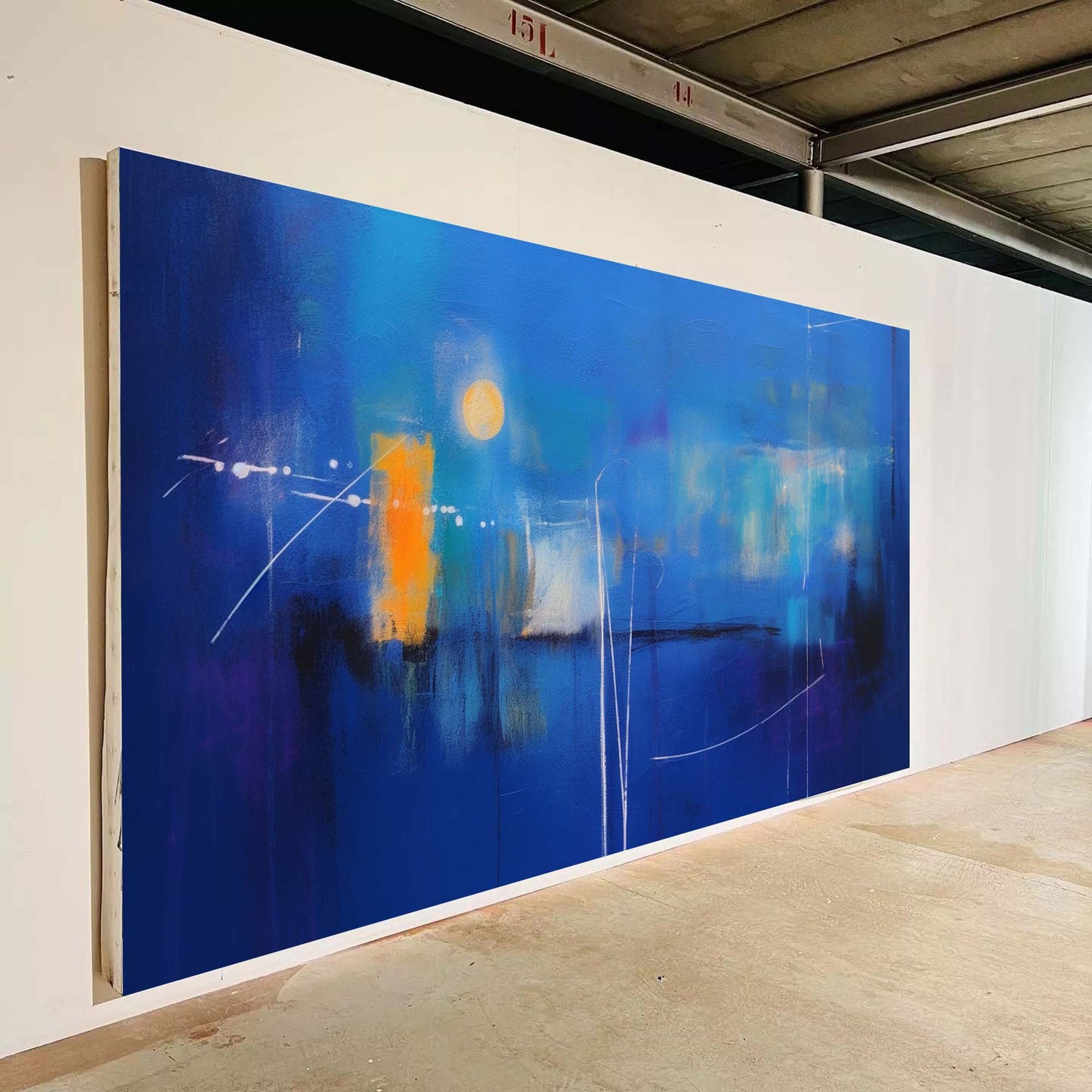 Midnight Sun - Large Abstract Blue Paint Canvas Wall Art