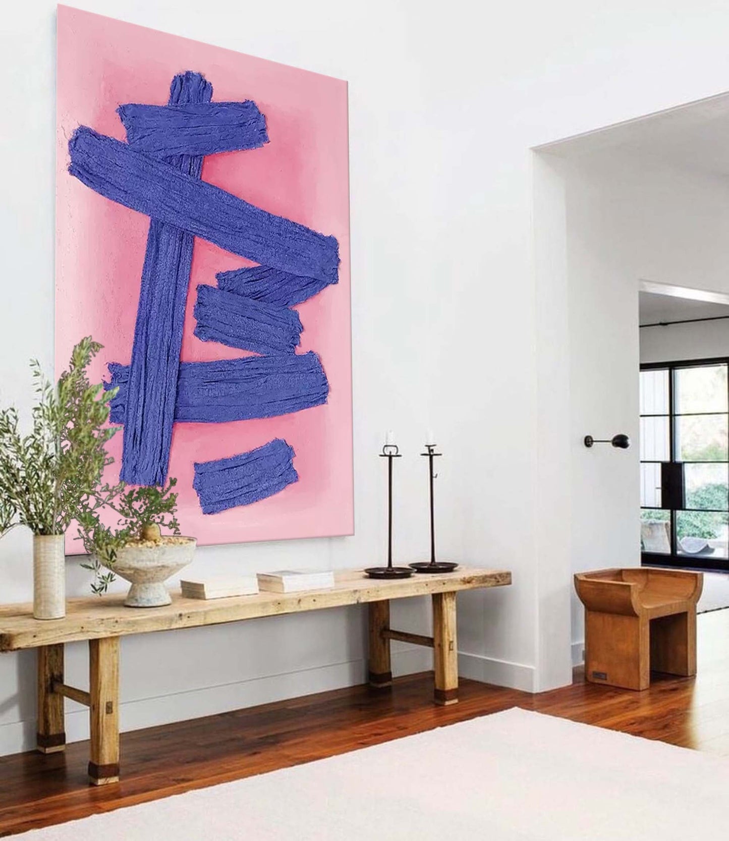 Indigo Bands - Bold Abstract Purple Painting, Textured Minimalist Art