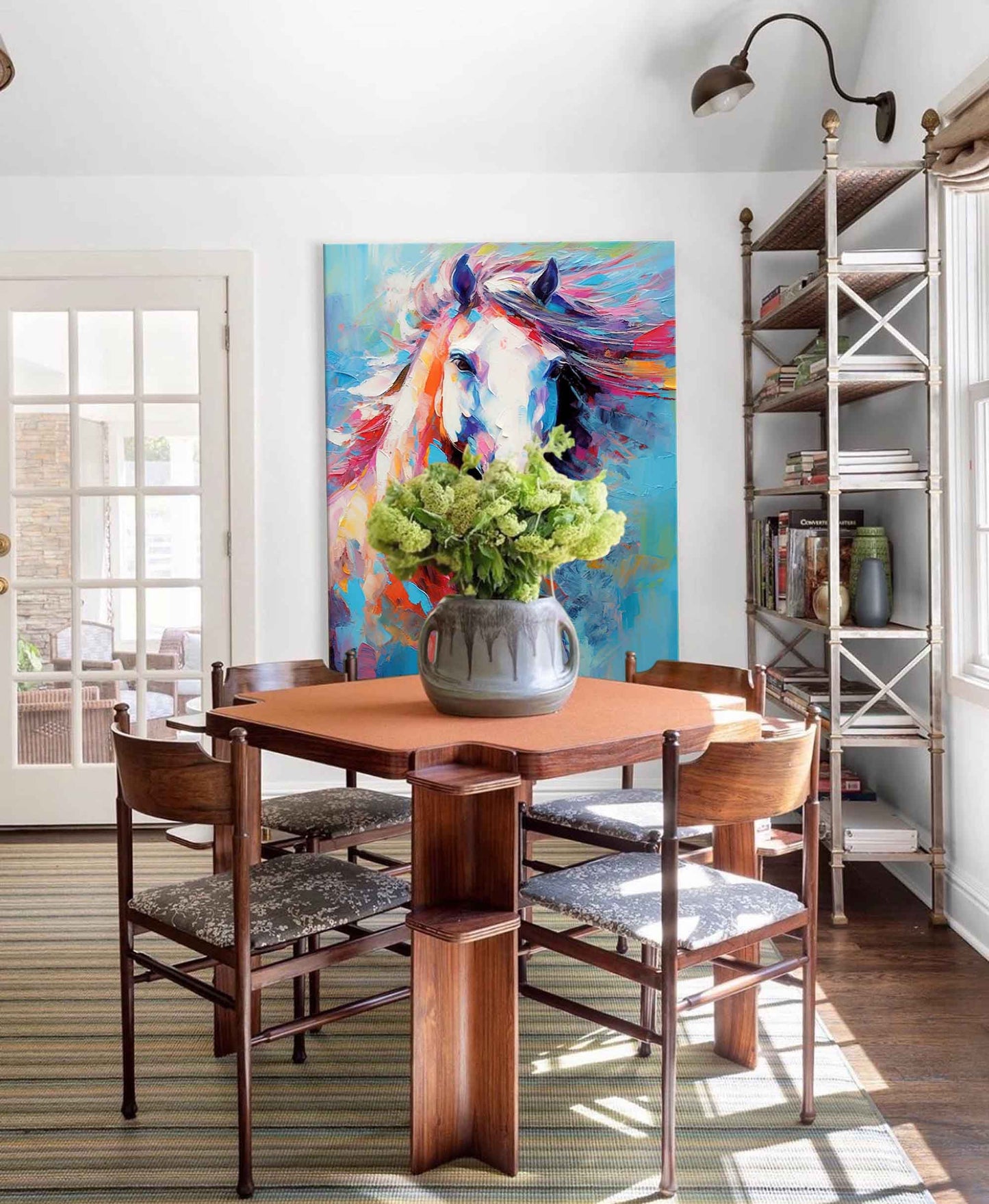 Chromatic Spirit - Textured Colorful Horse Artwork on Canvas