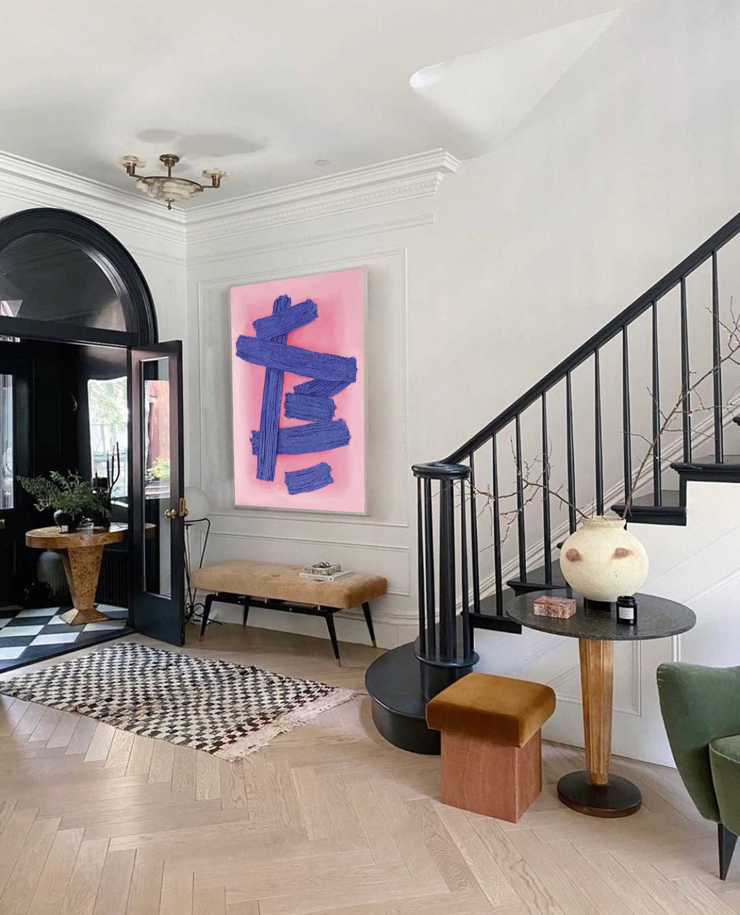 Indigo Bands - Bold Abstract Purple Painting, Textured Minimalist Art