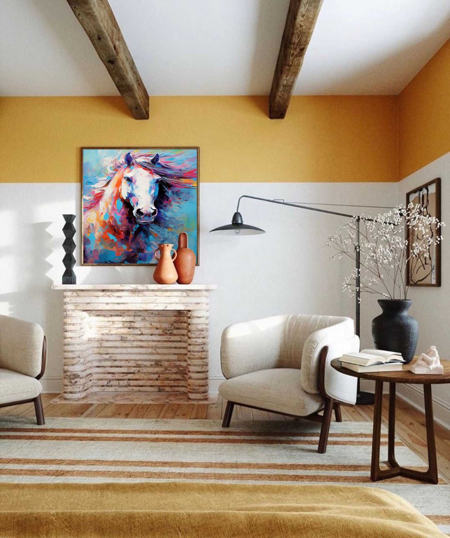 Chromatic Spirit - Textured Colorful Horse Artwork on Canvas