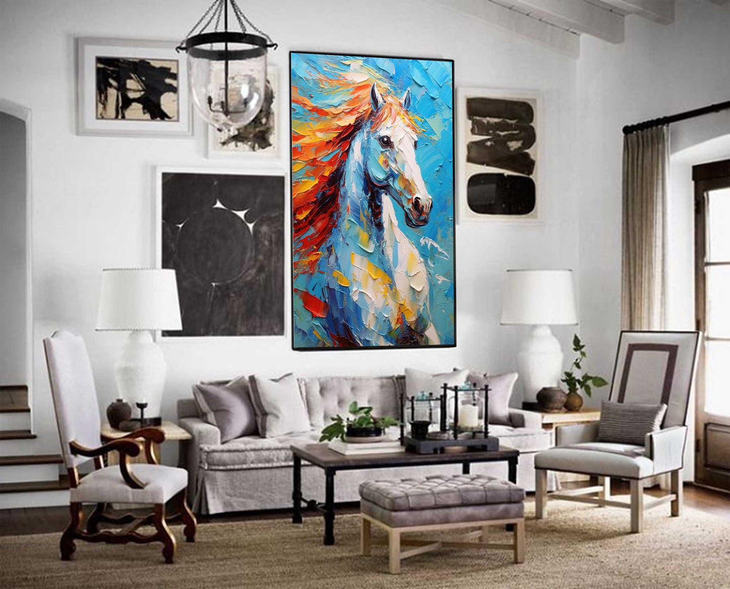 Free Spirit - Colorful Impressionist White Horse Wall Art