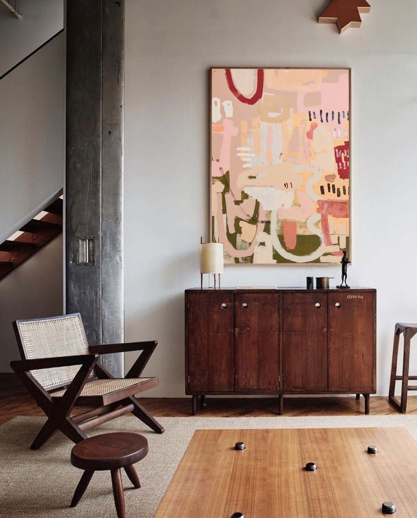 Blushing Chaos - Pink Abstract Wall Art Modern Canvas Painting