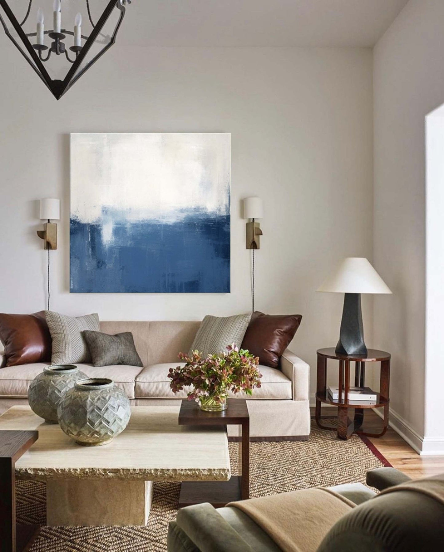 Horizon Calm - Minimalist Blue White Abstract Painting