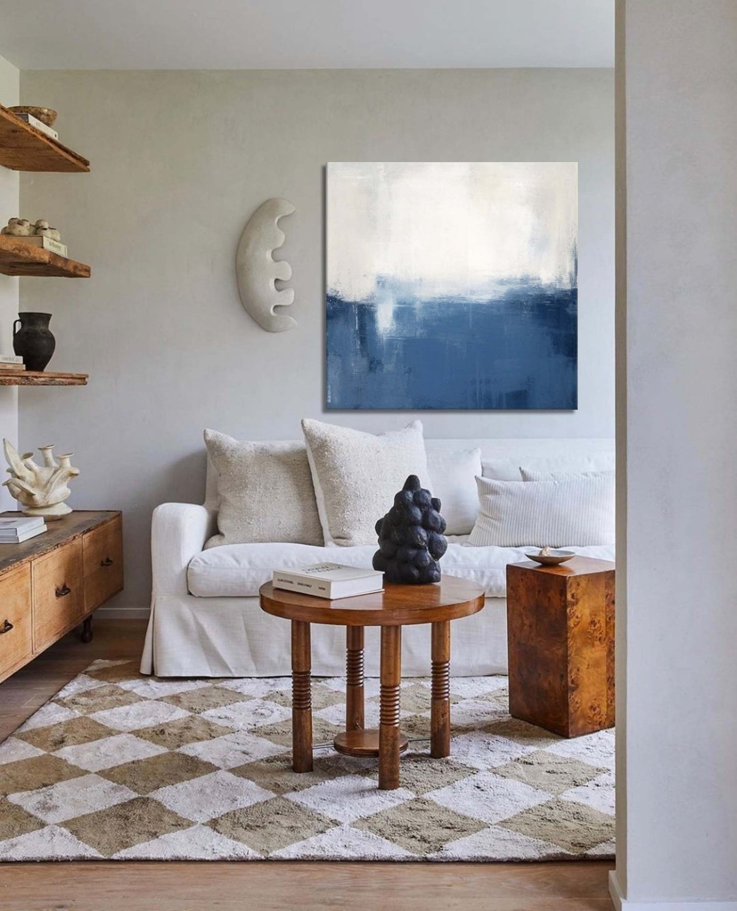 Horizon Calm - Minimalist Blue White Abstract Painting