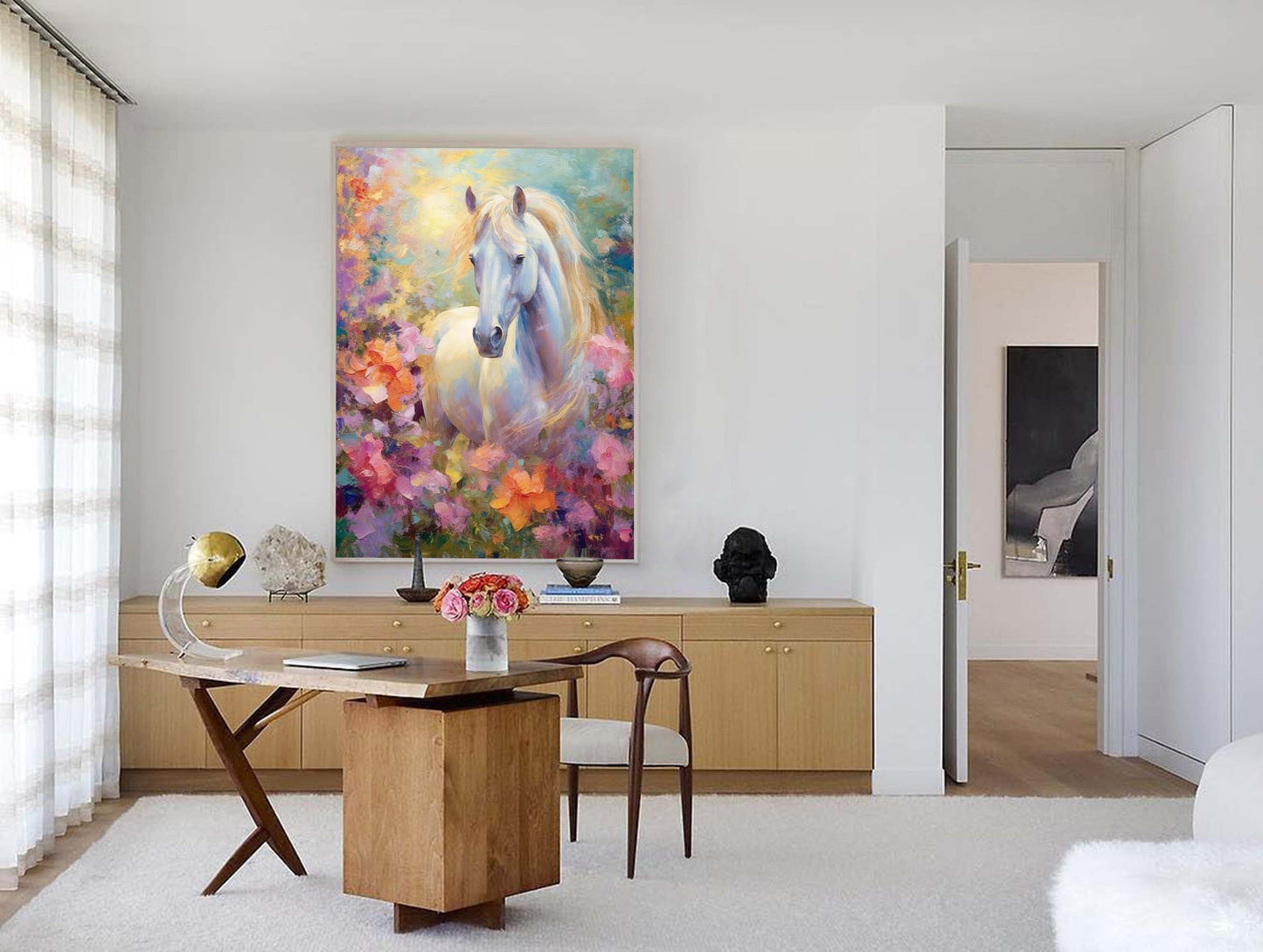 Enchanted Meadow - Impressionist Fantasy Wall Art of a Horse