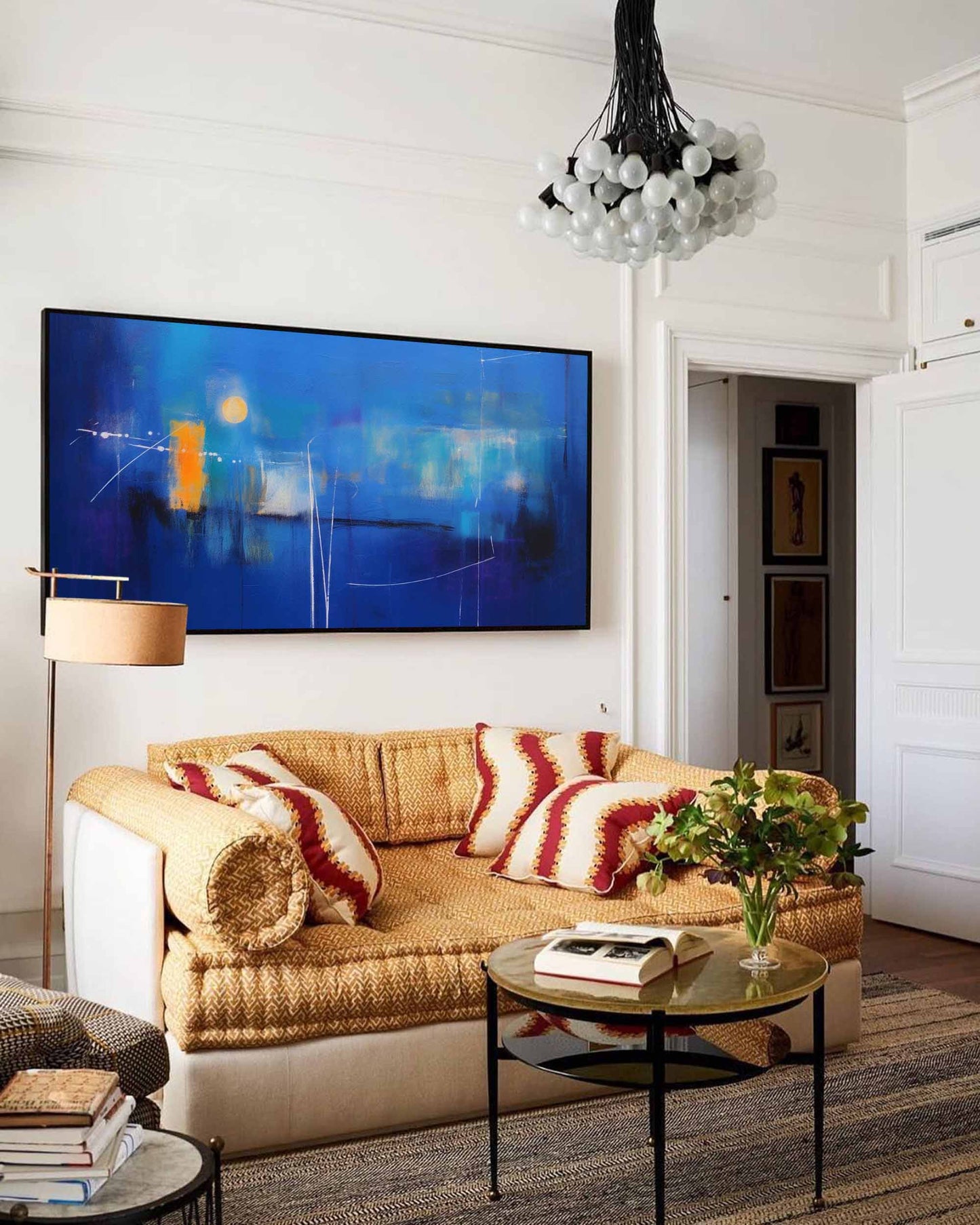 Midnight Sun - Large Abstract Blue Paint Canvas Wall Art