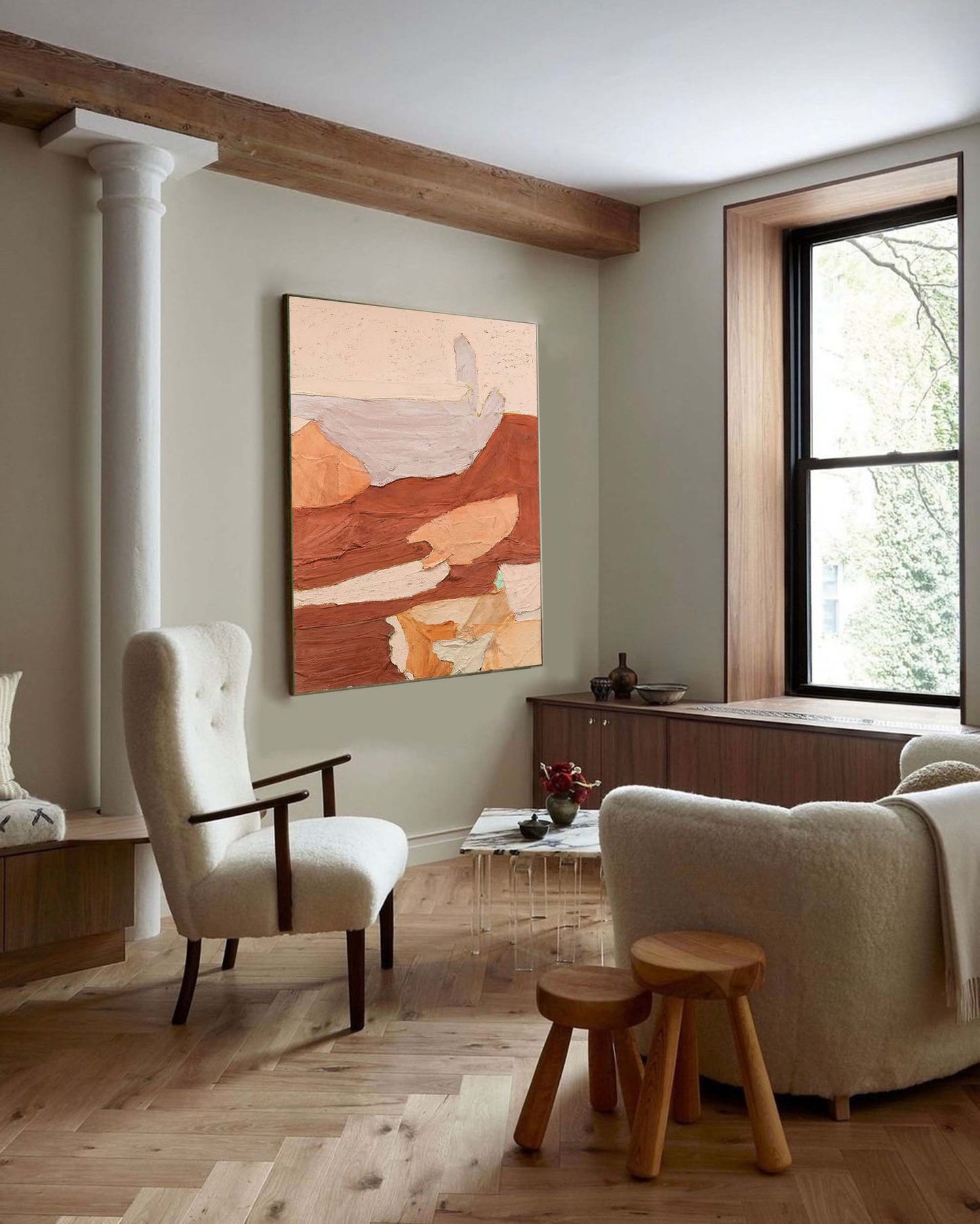 Terracotta Peaks - Abstract Mountain Art, Textured Earth Tone Painting