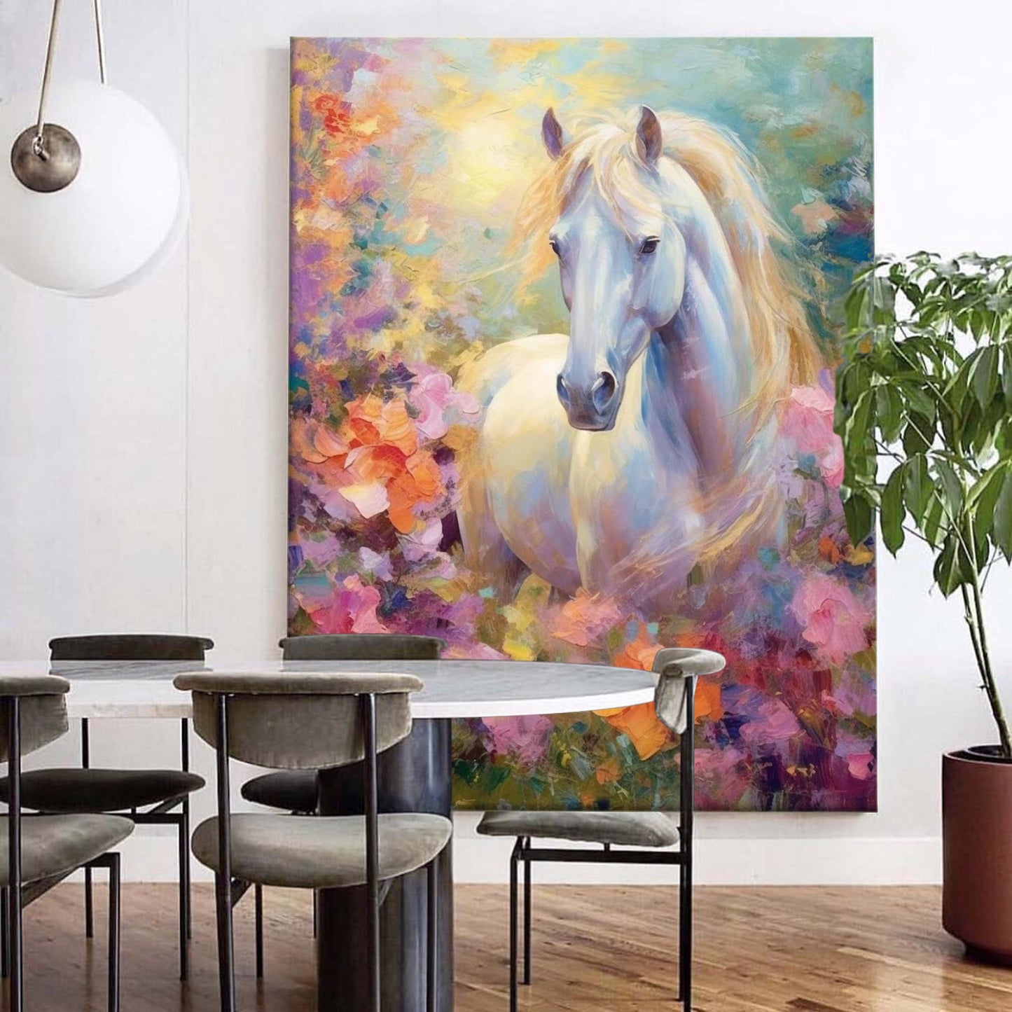 Enchanted Meadow - Impressionist Fantasy Wall Art of a Horse