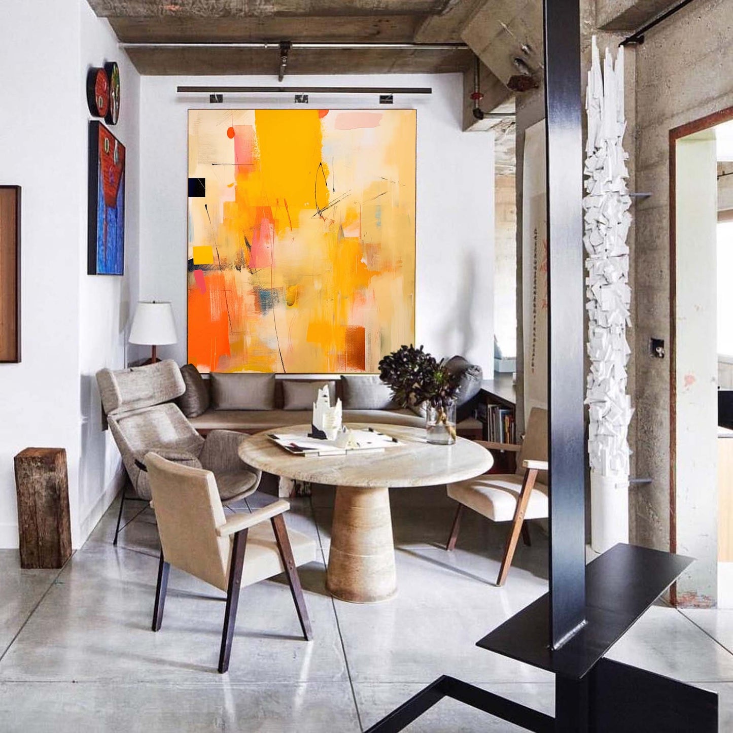 City Lights - Warm Tone Abstract Oil Painting on Canvas