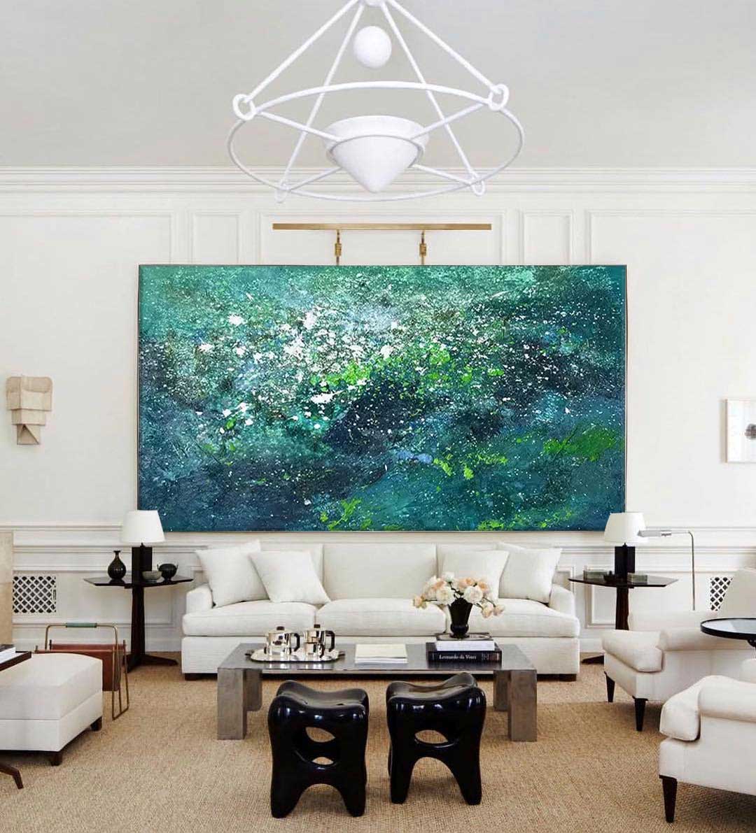 Emerald Depths - Large Textured Green Abstract Painting