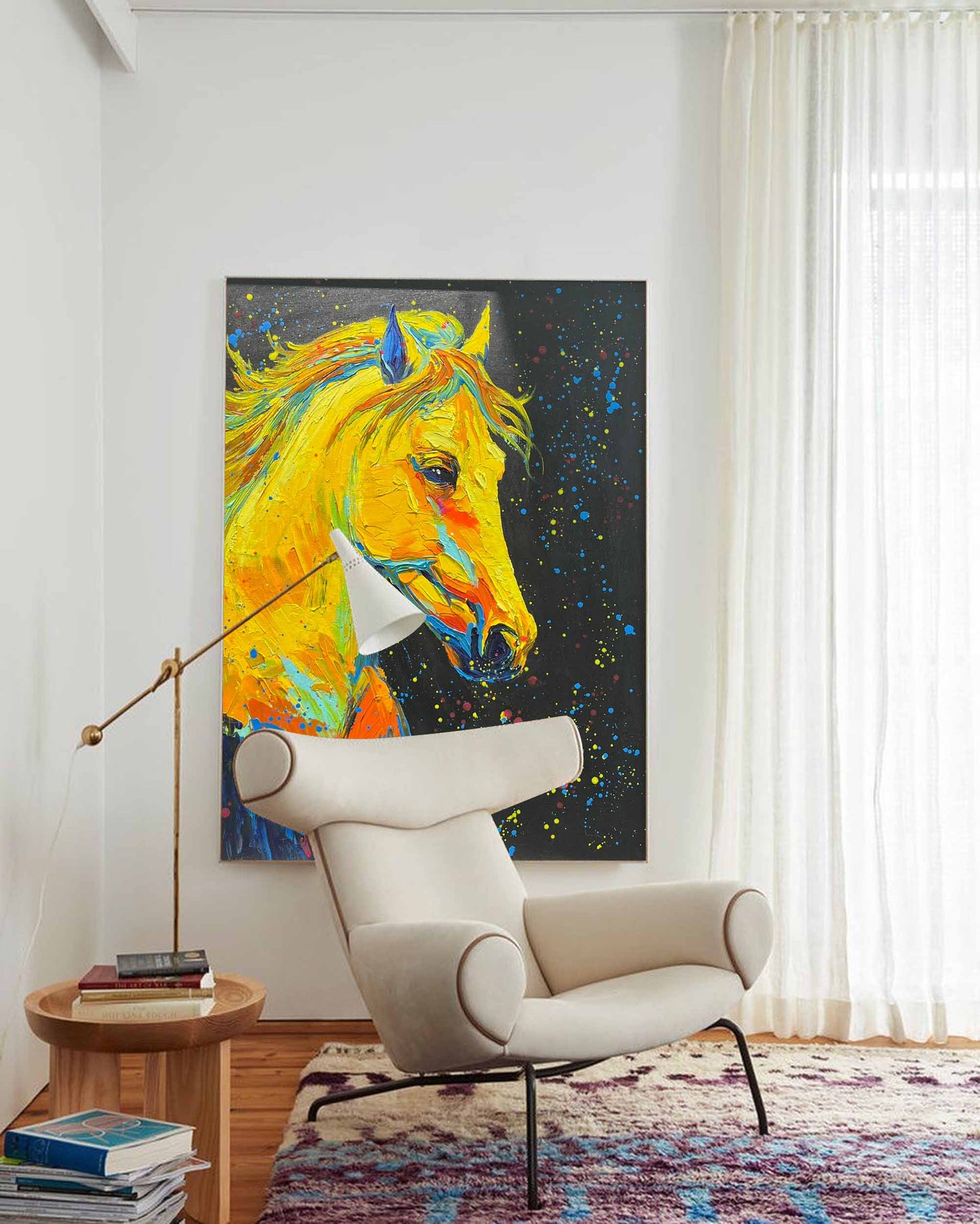 Cosmic Stallion - Pop Art Graffiti Wall Art, Yellow Horse Painting