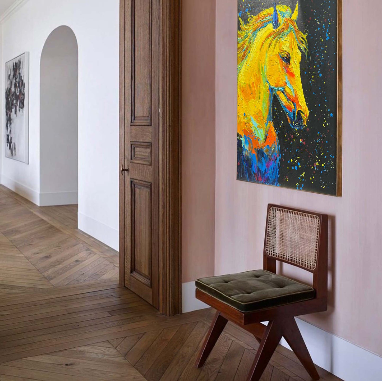 Cosmic Stallion - Pop Art Graffiti Wall Art, Yellow Horse Painting