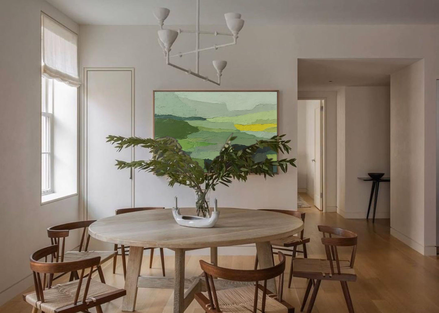 Rolling Fields - Textured Abstract Landscape Painting in Earthy Greens