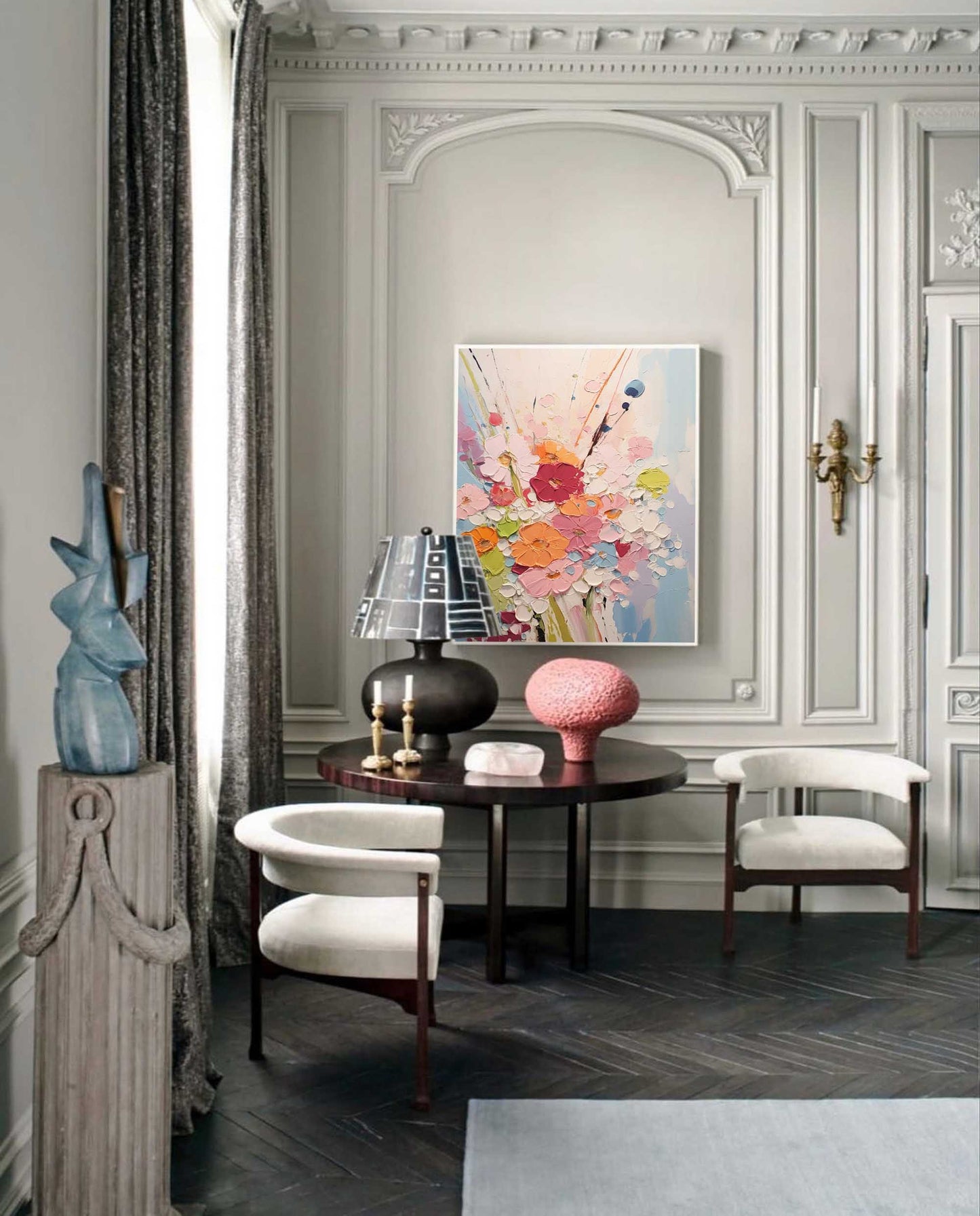 Joyful Bouquet - Colorful Contemporary Wildflower Wall Art