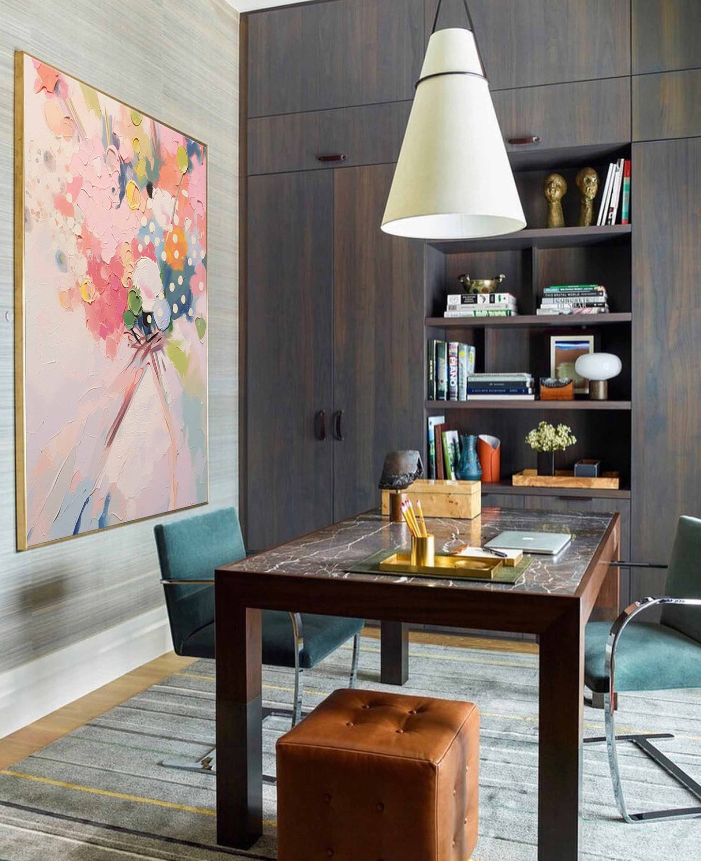 Whimsical Bouquet - Textured Abstract Floral Canvas Wall Art