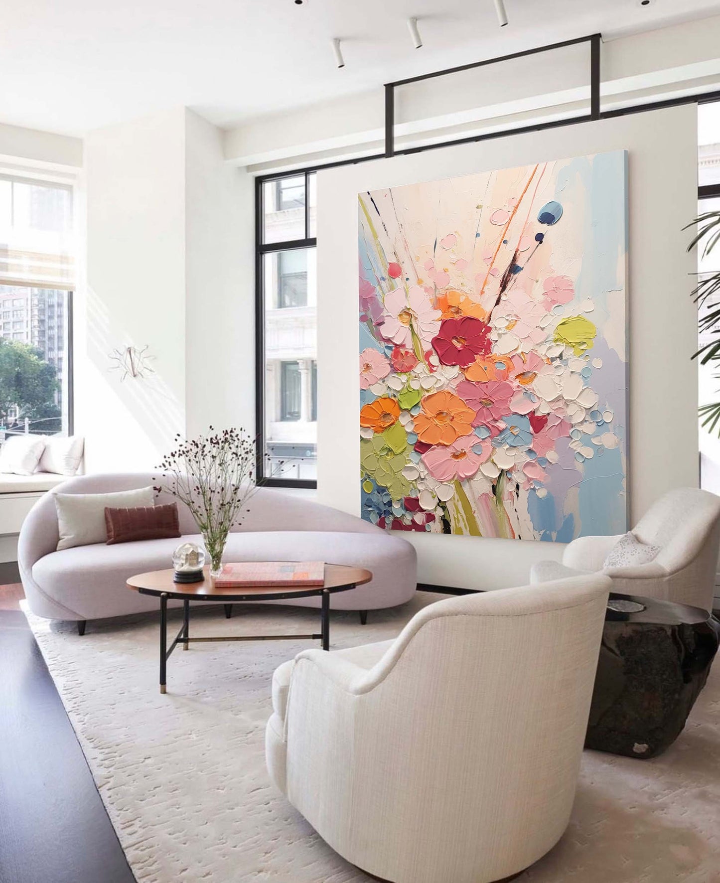 Joyful Bouquet - Colorful Contemporary Wildflower Wall Art