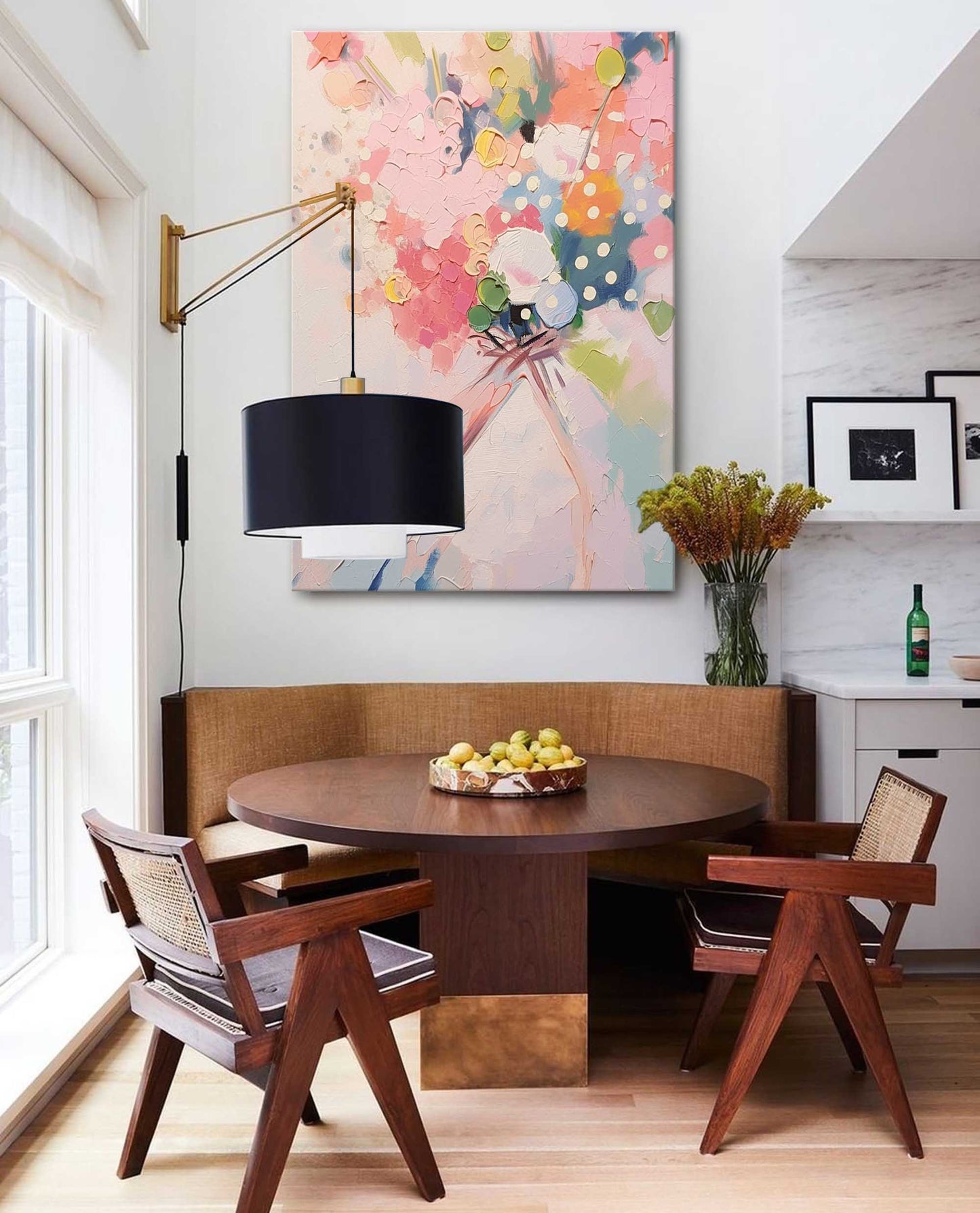 Whimsical Bouquet - Textured Abstract Floral Canvas Wall Art