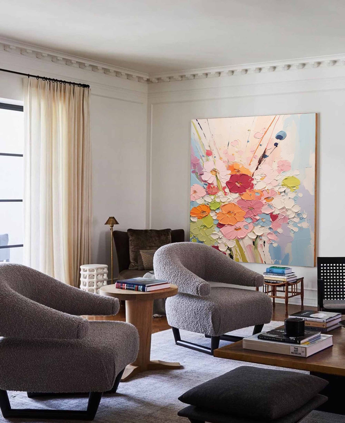 Joyful Bouquet - Colorful Contemporary Wildflower Wall Art