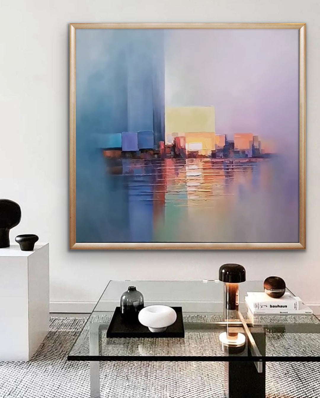 Harbor Lights - Impressionistic Cityscape Oil Painting, Abstract Urban Wall Art